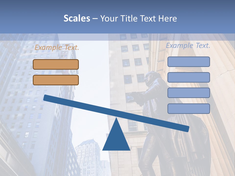 A Statue Of A Man Holding A Flag In A City PowerPoint Template