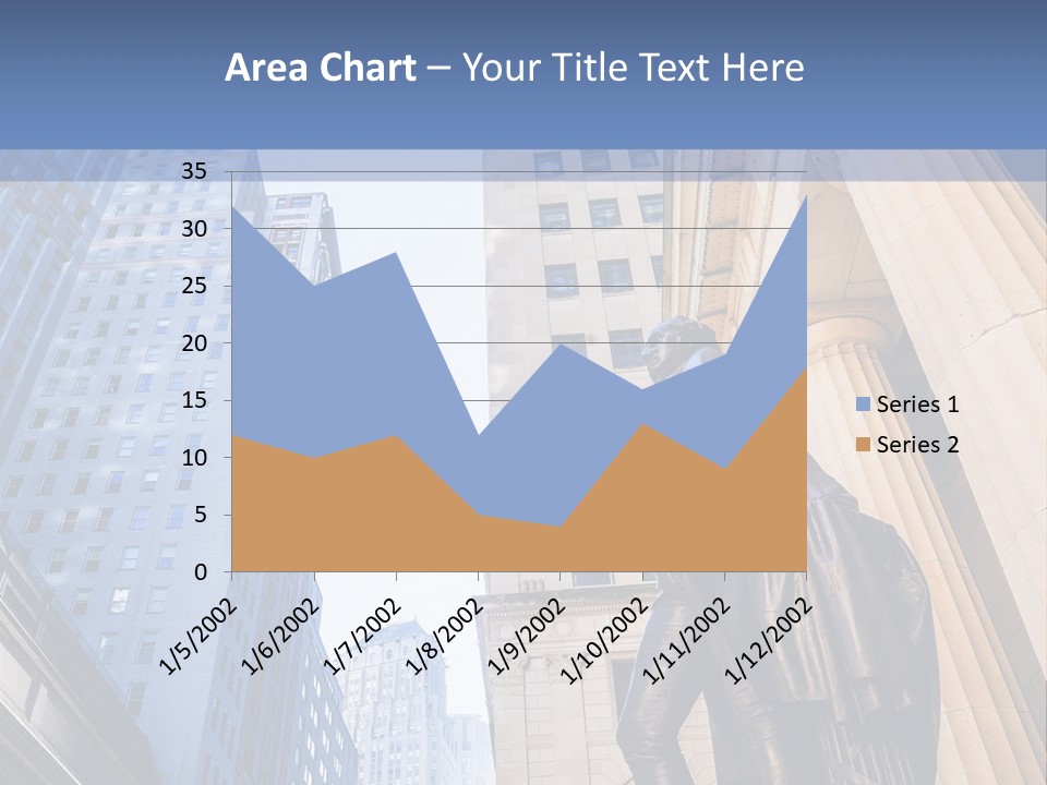 A Statue Of A Man Holding A Flag In A City PowerPoint Template