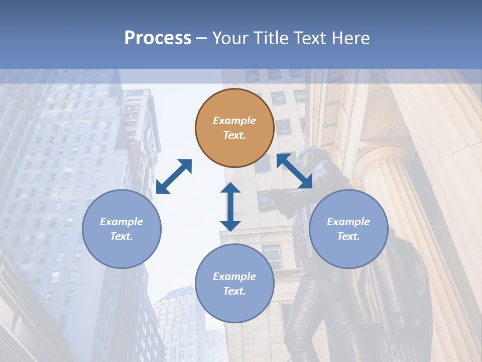 A Statue Of A Man Holding A Flag In A City PowerPoint Template