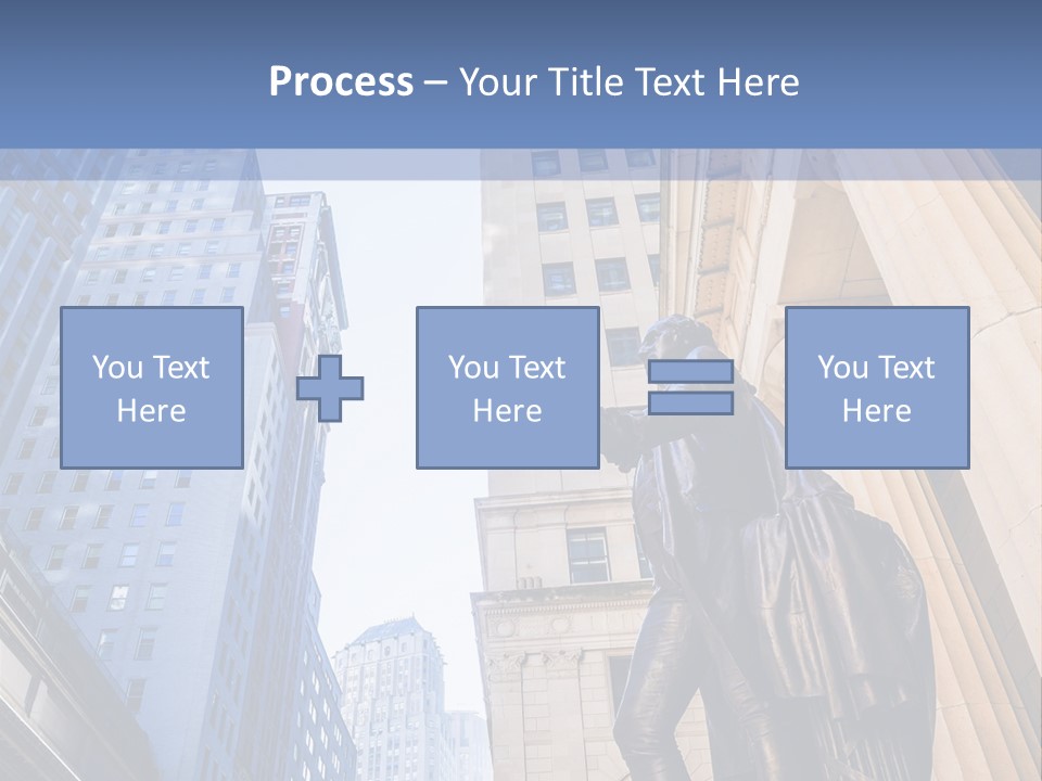 A Statue Of A Man Holding A Flag In A City PowerPoint Template