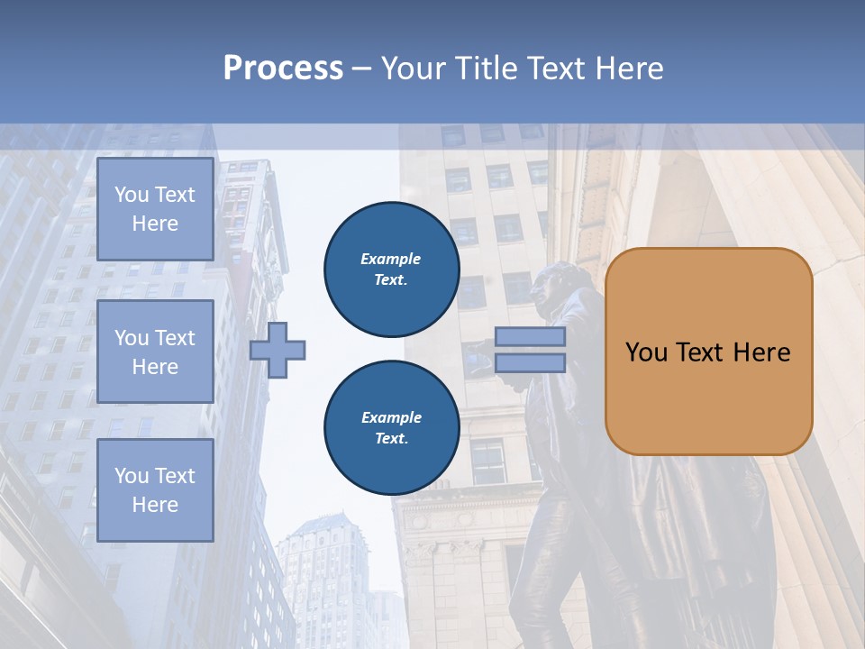A Statue Of A Man Holding A Flag In A City PowerPoint Template