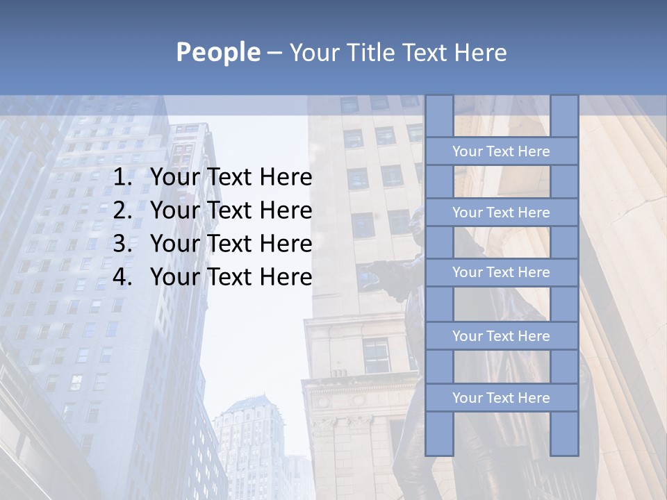 A Statue Of A Man Holding A Flag In A City PowerPoint Template