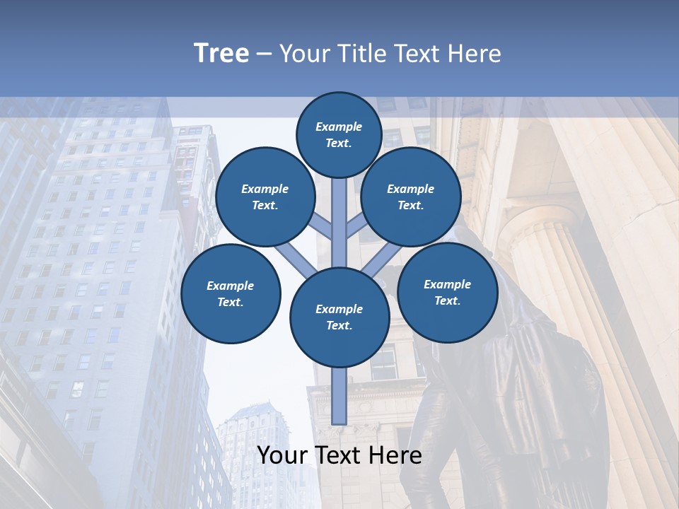 A Statue Of A Man Holding A Flag In A City PowerPoint Template