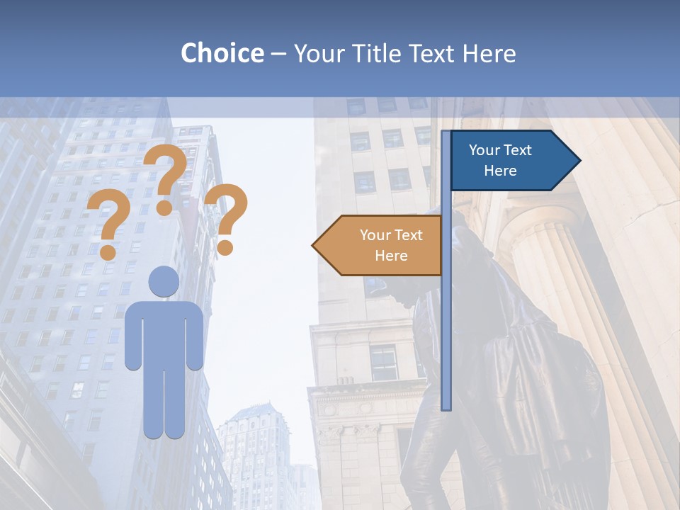 A Statue Of A Man Holding A Flag In A City PowerPoint Template