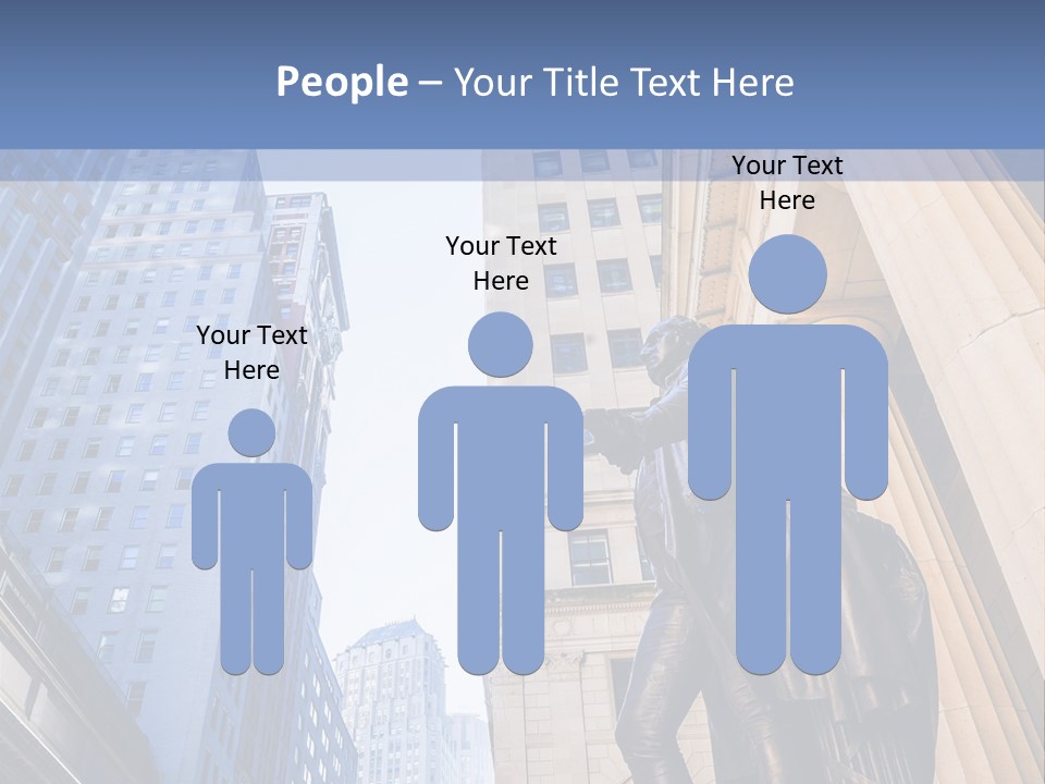 A Statue Of A Man Holding A Flag In A City PowerPoint Template