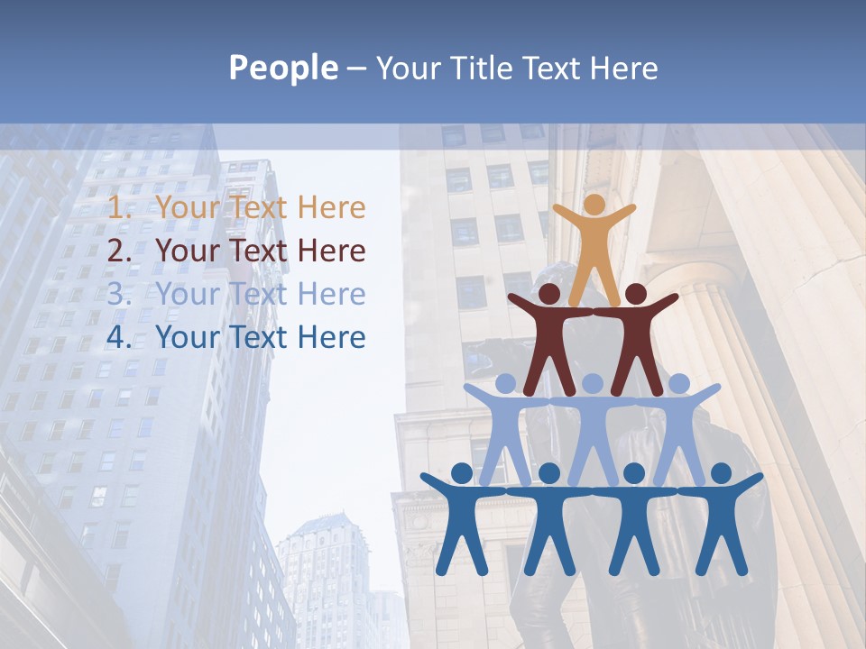 A Statue Of A Man Holding A Flag In A City PowerPoint Template