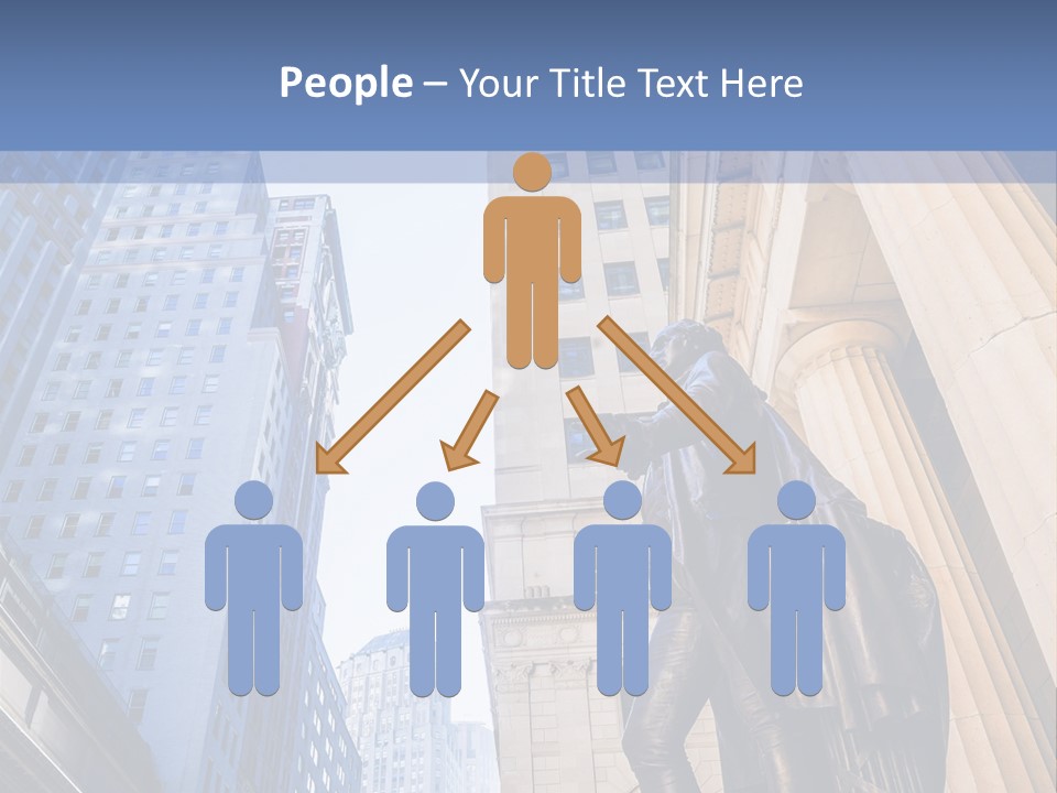 A Statue Of A Man Holding A Flag In A City PowerPoint Template