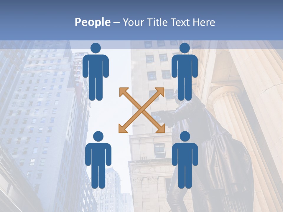 A Statue Of A Man Holding A Flag In A City PowerPoint Template