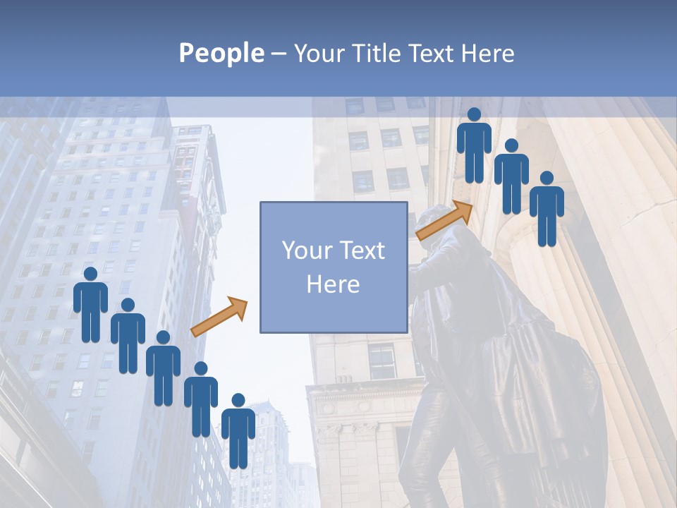 A Statue Of A Man Holding A Flag In A City PowerPoint Template