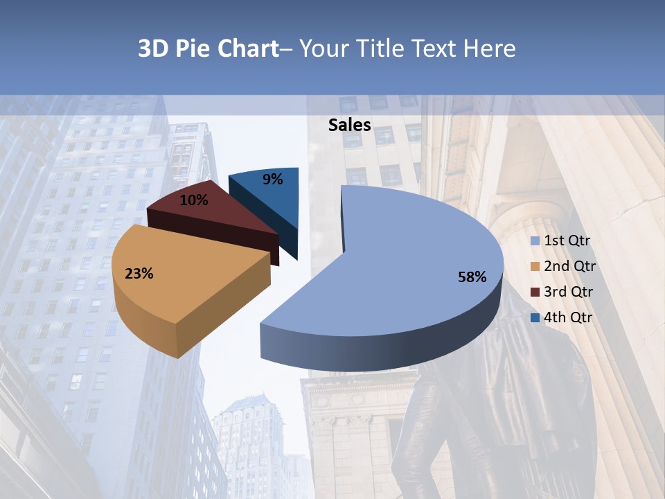 A Statue Of A Man Holding A Flag In A City PowerPoint Template