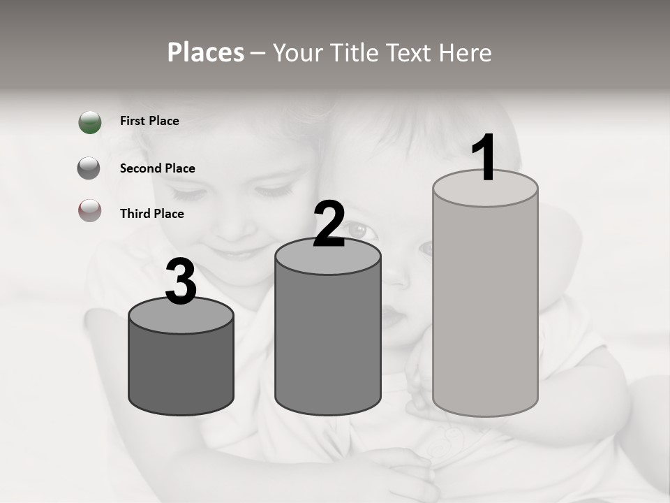 Two Little Girls Hugging Each Other On A Bed PowerPoint Template