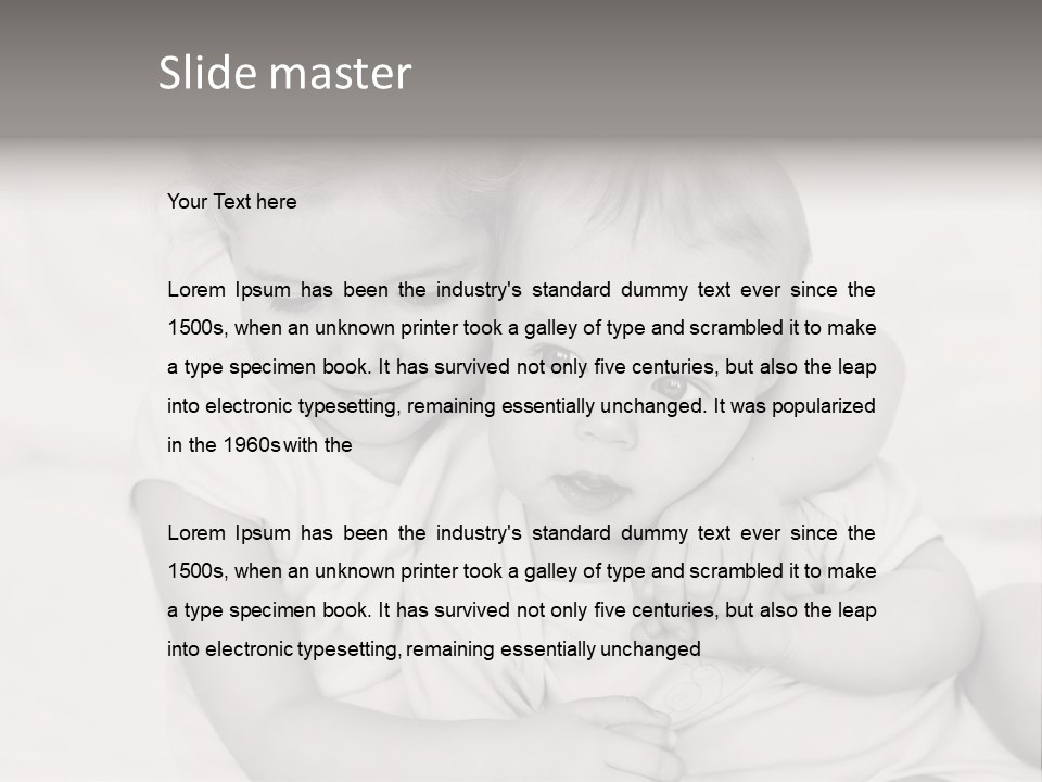 Two Little Girls Hugging Each Other On A Bed PowerPoint Template