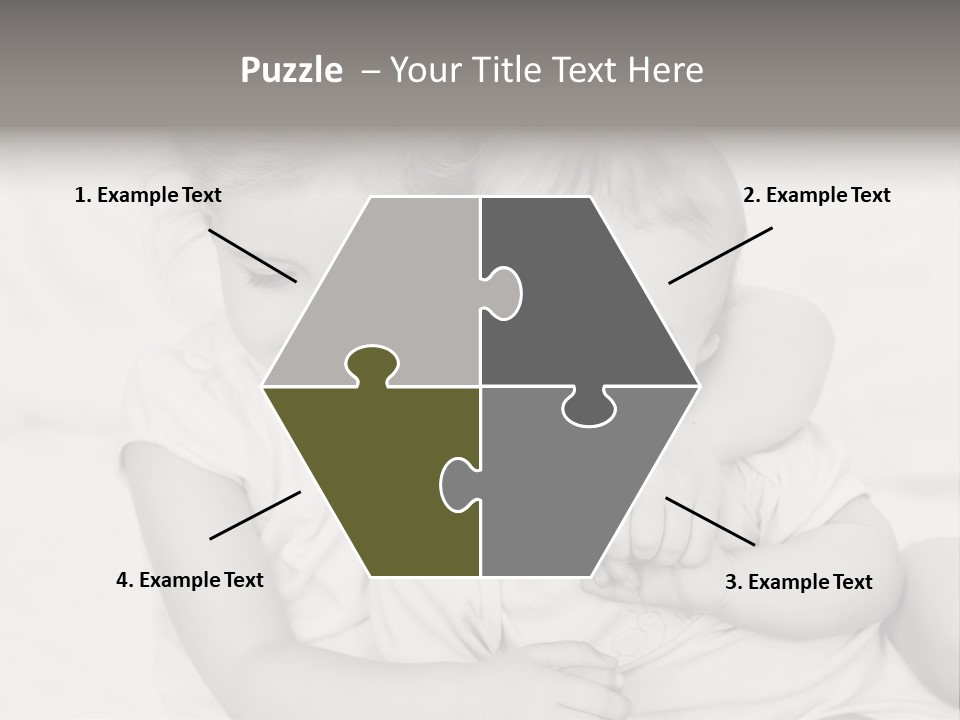 Two Little Girls Hugging Each Other On A Bed PowerPoint Template