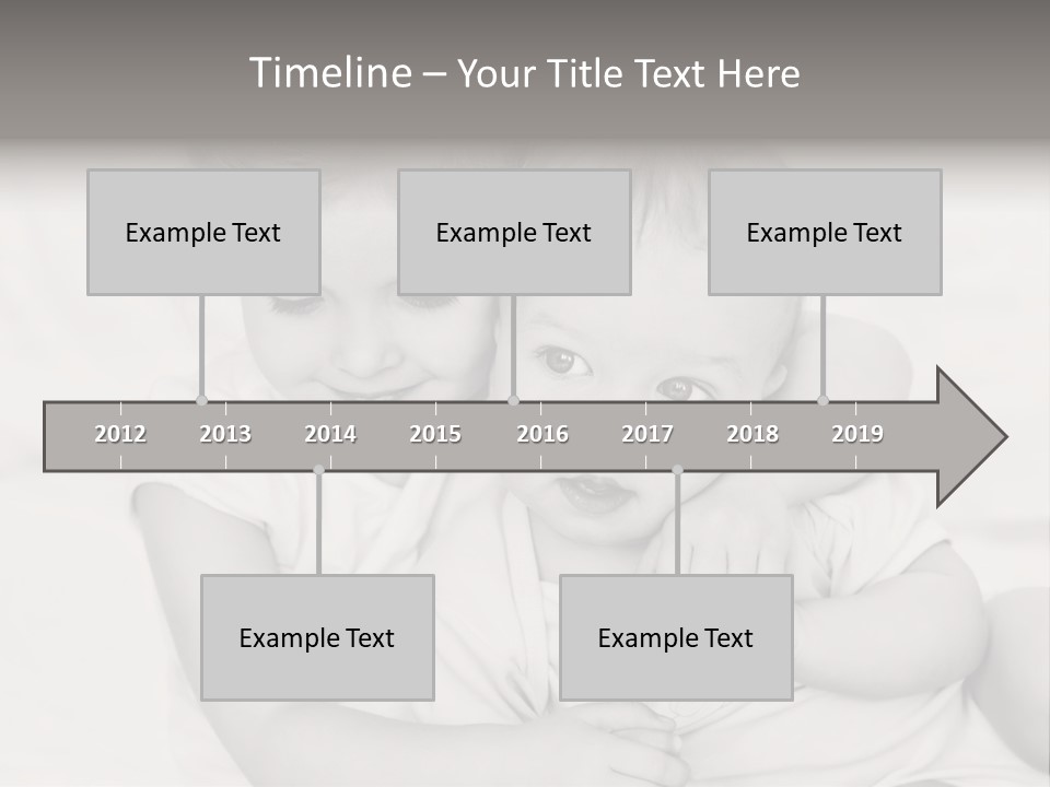 Two Little Girls Hugging Each Other On A Bed PowerPoint Template