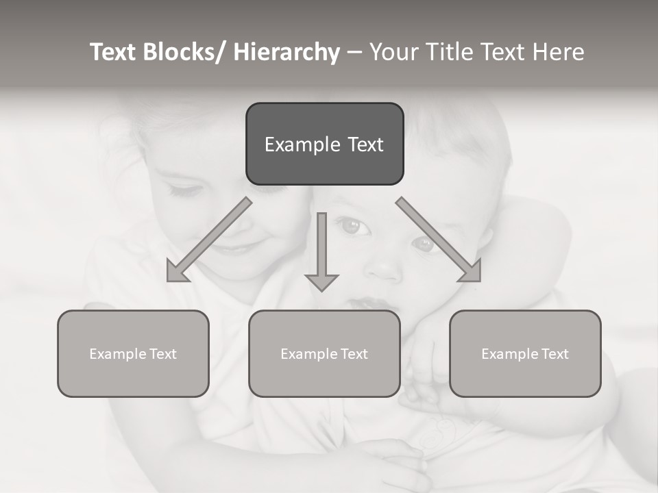 Two Little Girls Hugging Each Other On A Bed PowerPoint Template