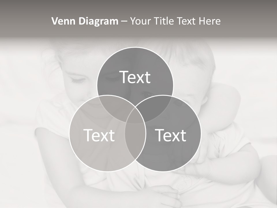 Two Little Girls Hugging Each Other On A Bed PowerPoint Template