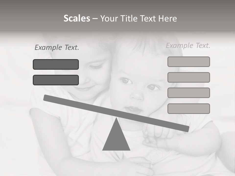 Two Little Girls Hugging Each Other On A Bed PowerPoint Template