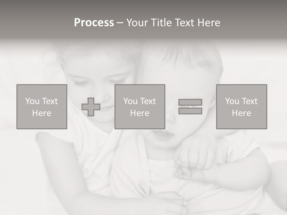 Two Little Girls Hugging Each Other On A Bed PowerPoint Template