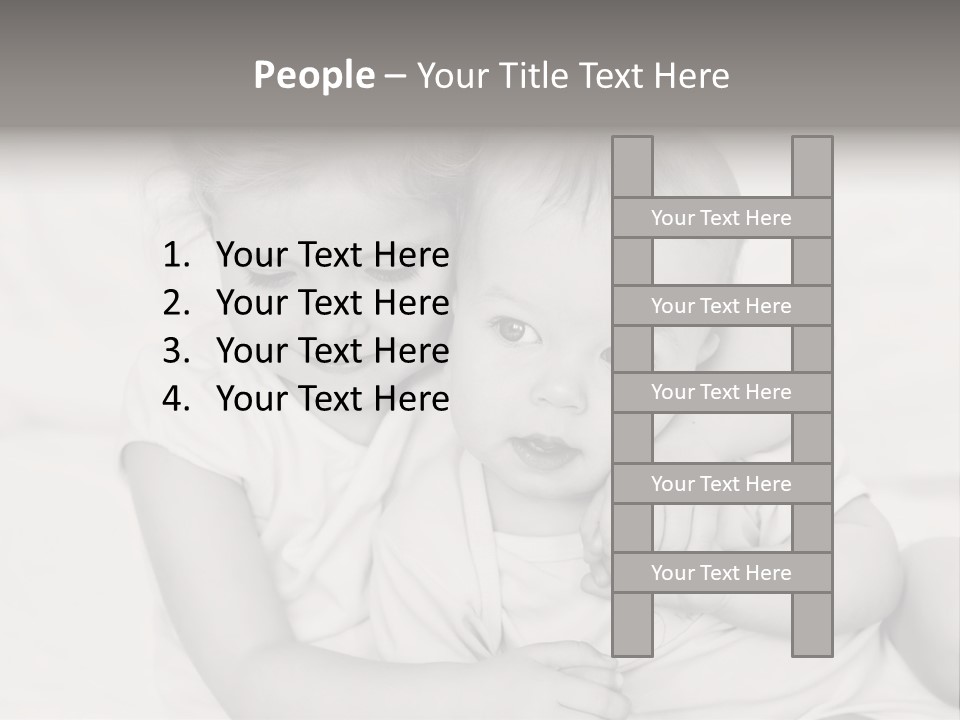 Two Little Girls Hugging Each Other On A Bed PowerPoint Template