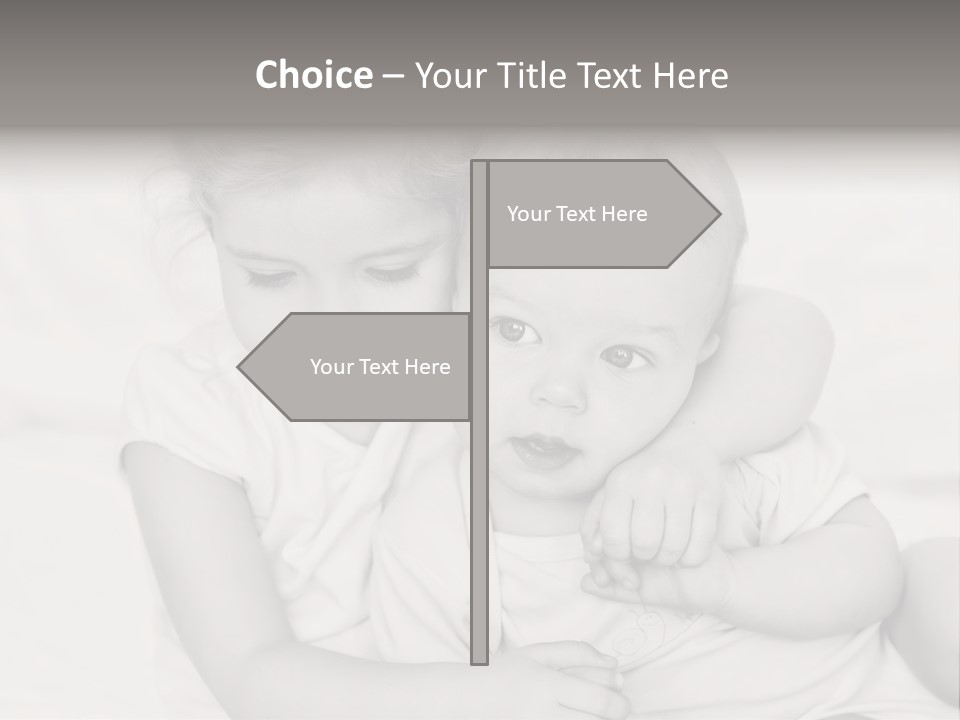 Two Little Girls Hugging Each Other On A Bed PowerPoint Template