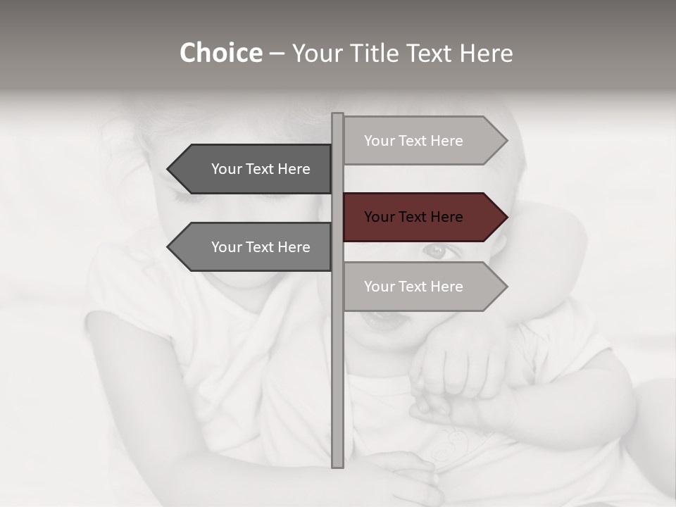 Two Little Girls Hugging Each Other On A Bed PowerPoint Template