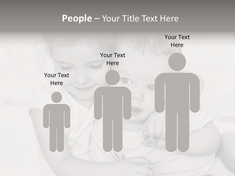 Two Little Girls Hugging Each Other On A Bed PowerPoint Template