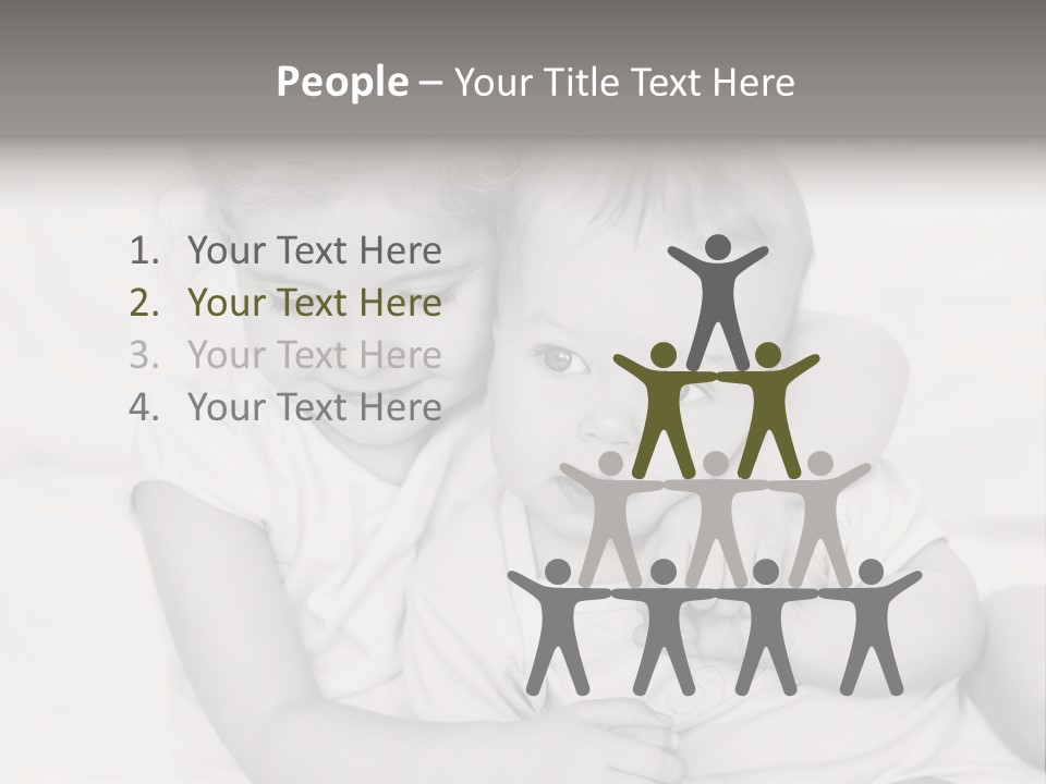 Two Little Girls Hugging Each Other On A Bed PowerPoint Template