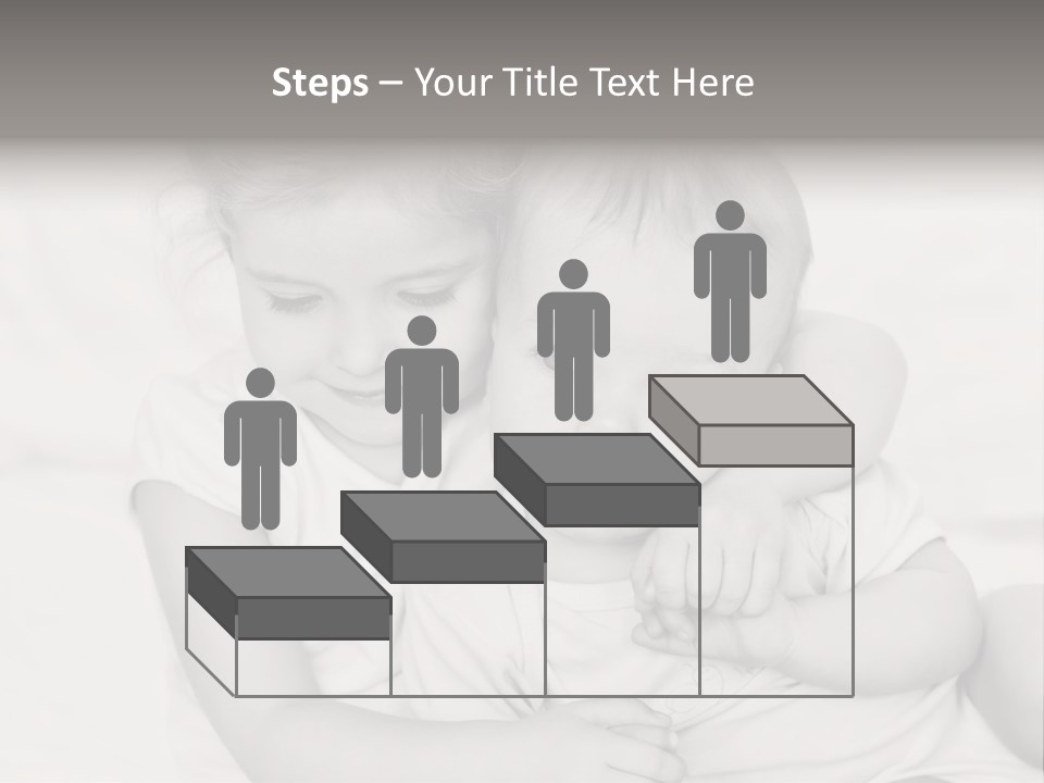 Two Little Girls Hugging Each Other On A Bed PowerPoint Template