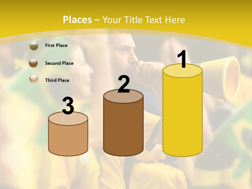 A Group Of Soccer Fans With A Megaphone In Front Of Them PowerPoint Template