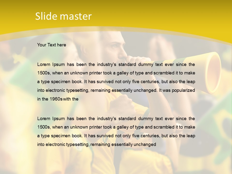 A Group Of Soccer Fans With A Megaphone In Front Of Them PowerPoint Template