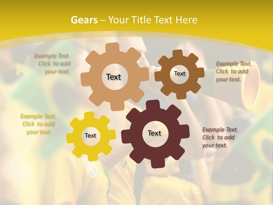 A Group Of Soccer Fans With A Megaphone In Front Of Them PowerPoint Template