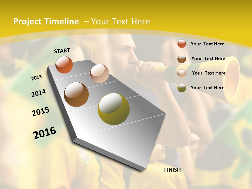 A Group Of Soccer Fans With A Megaphone In Front Of Them PowerPoint Template