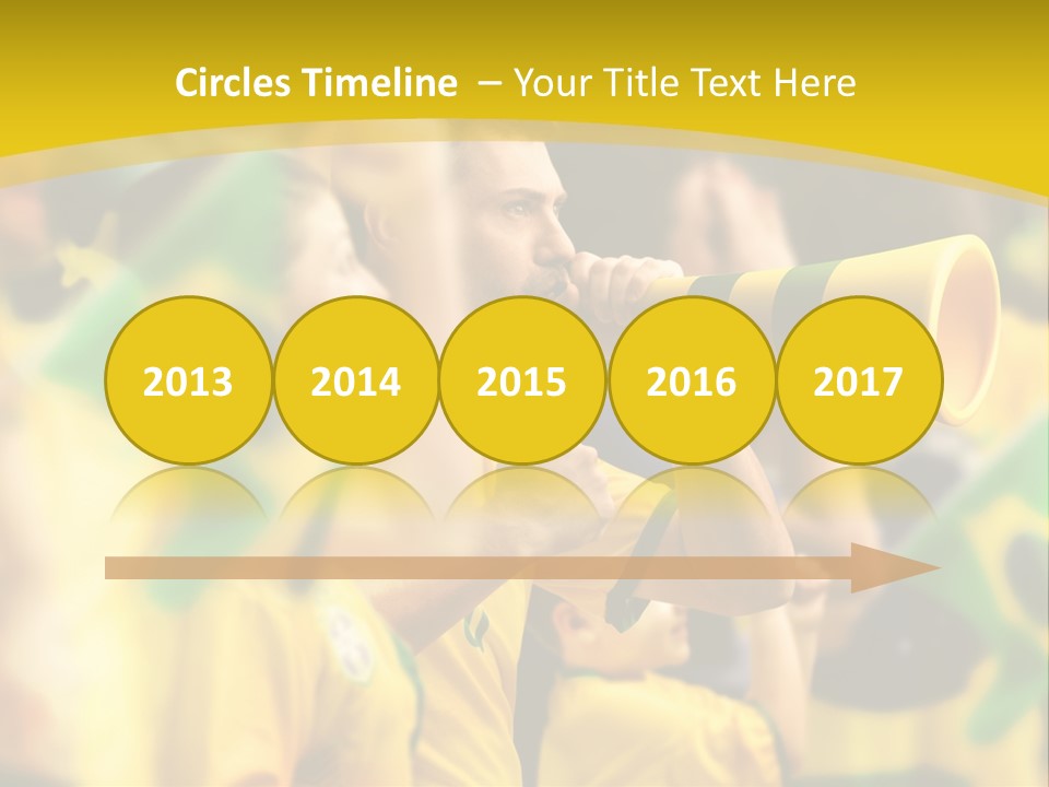 A Group Of Soccer Fans With A Megaphone In Front Of Them PowerPoint Template