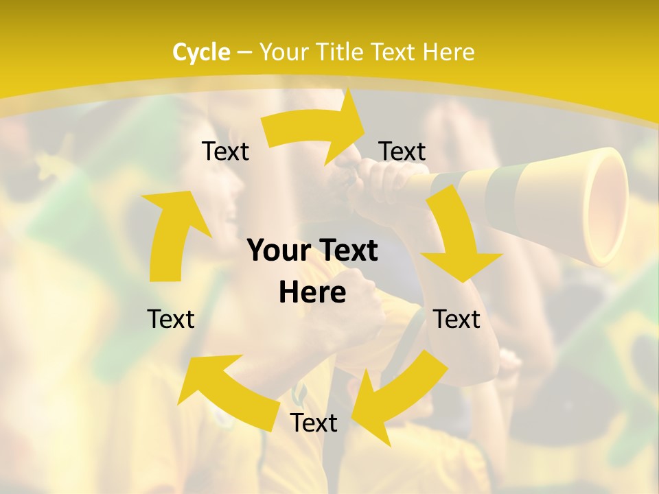 A Group Of Soccer Fans With A Megaphone In Front Of Them PowerPoint Template