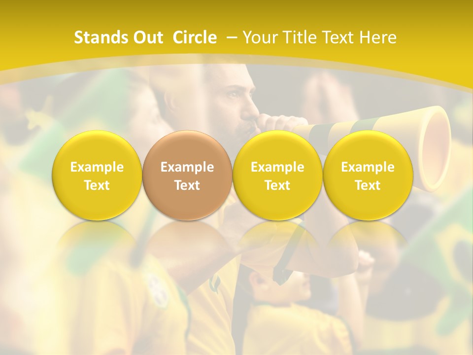 A Group Of Soccer Fans With A Megaphone In Front Of Them PowerPoint Template