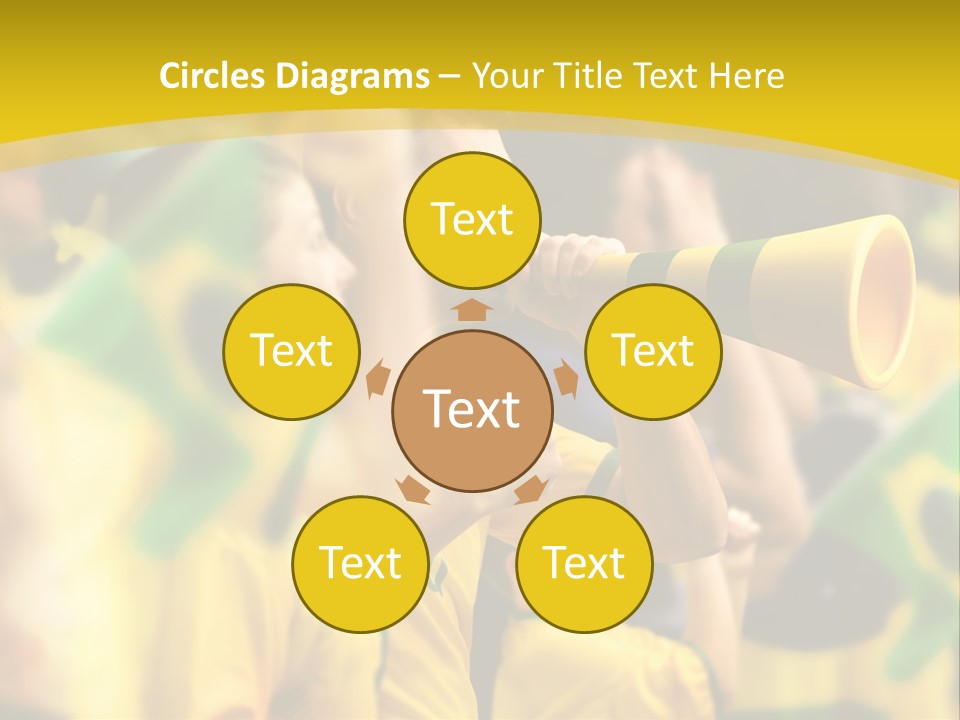 A Group Of Soccer Fans With A Megaphone In Front Of Them PowerPoint Template