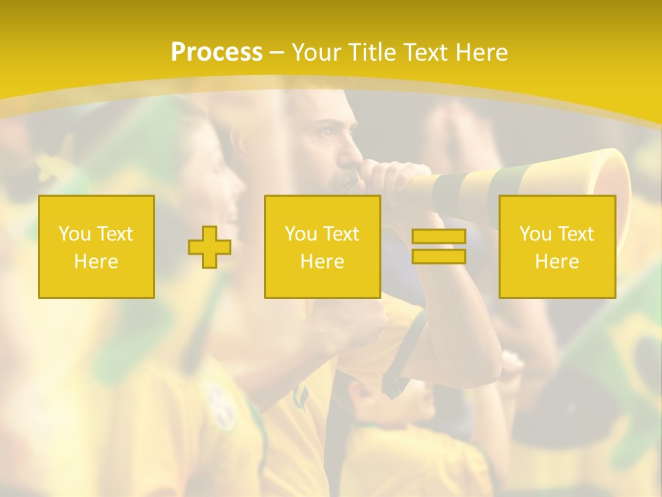 A Group Of Soccer Fans With A Megaphone In Front Of Them PowerPoint Template