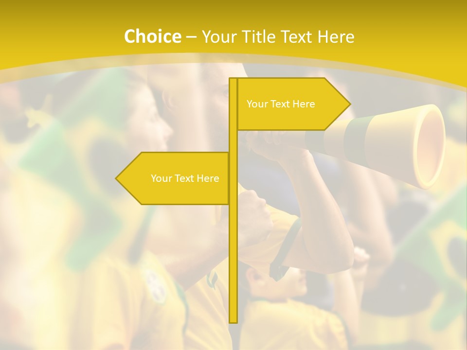 A Group Of Soccer Fans With A Megaphone In Front Of Them PowerPoint Template