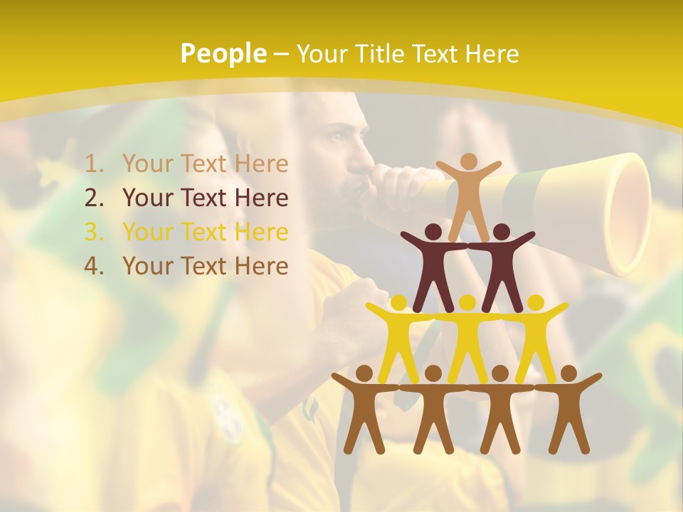 A Group Of Soccer Fans With A Megaphone In Front Of Them PowerPoint Template