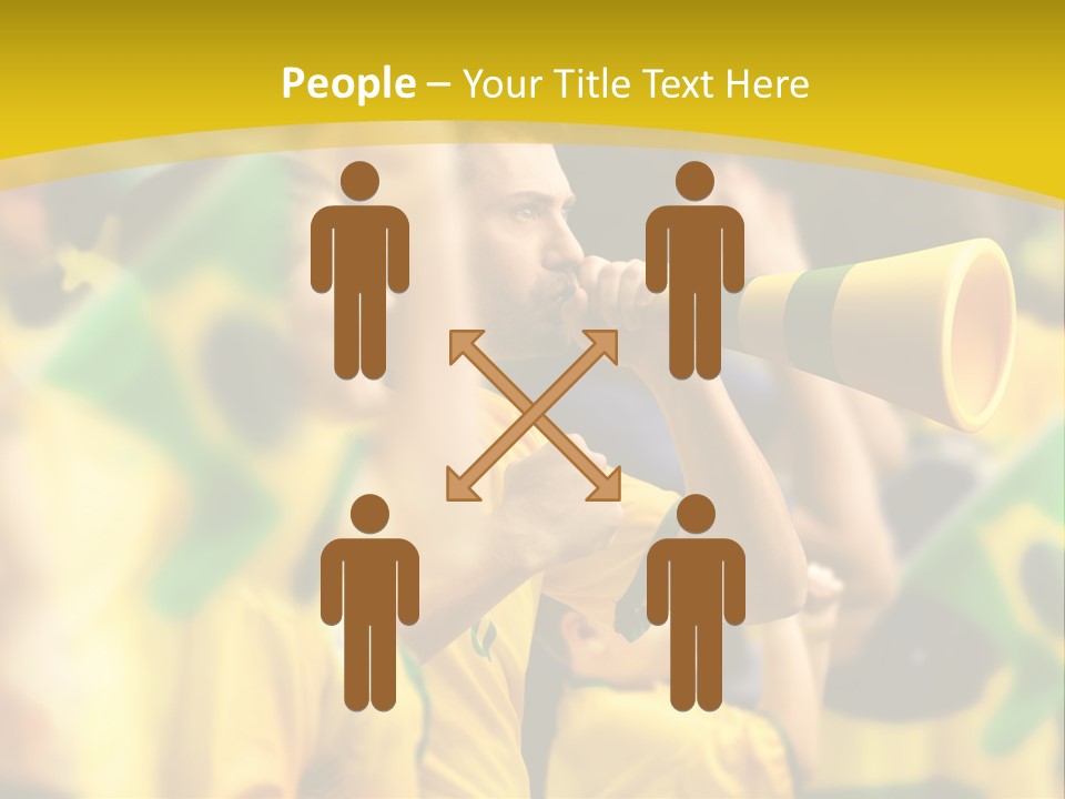 A Group Of Soccer Fans With A Megaphone In Front Of Them PowerPoint Template