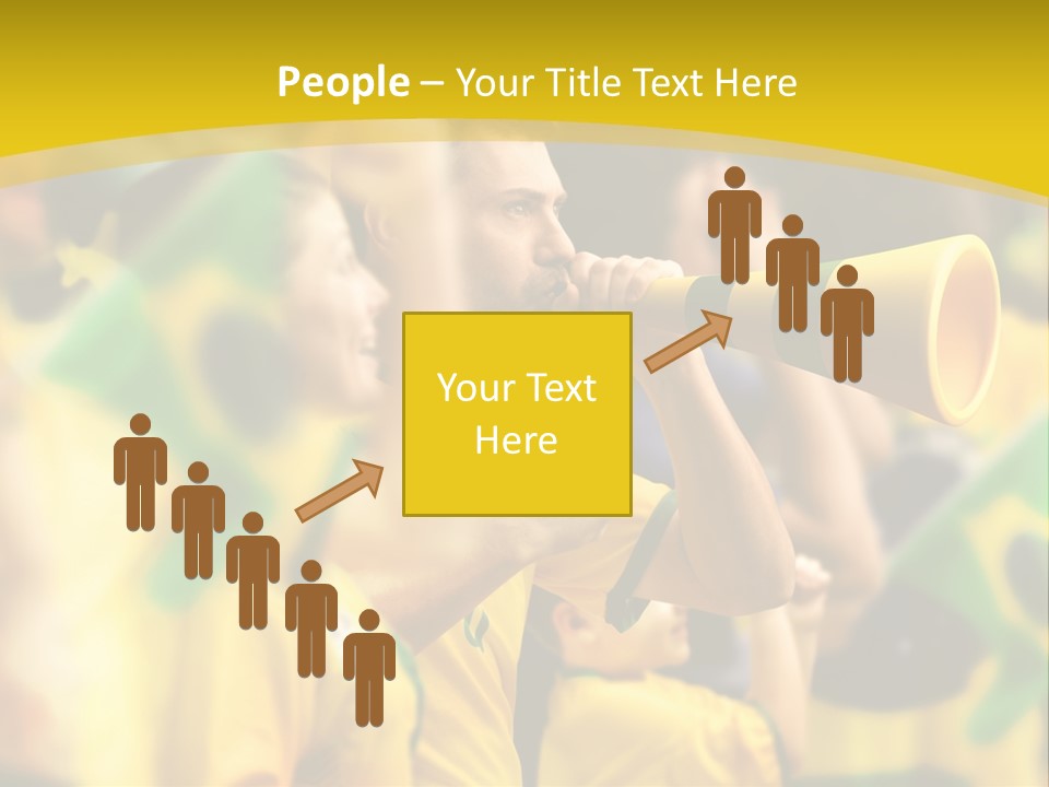 A Group Of Soccer Fans With A Megaphone In Front Of Them PowerPoint Template