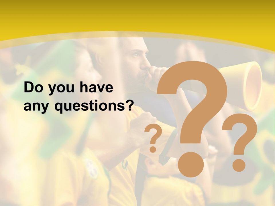 A Group Of Soccer Fans With A Megaphone In Front Of Them PowerPoint Template