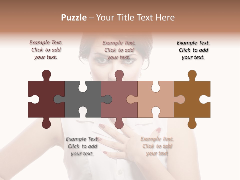 A Woman In A White Shirt Holding Her Hand To Her Chest PowerPoint Template