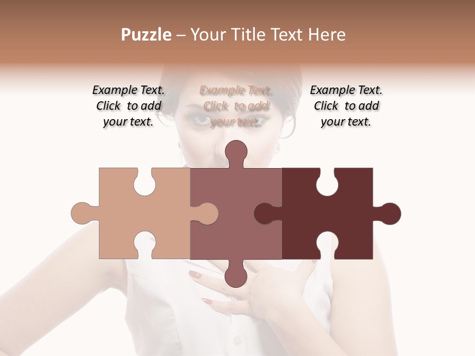 A Woman In A White Shirt Holding Her Hand To Her Chest PowerPoint Template