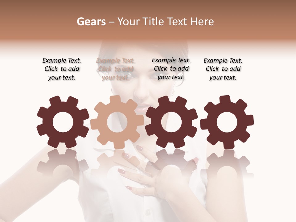 A Woman In A White Shirt Holding Her Hand To Her Chest PowerPoint Template