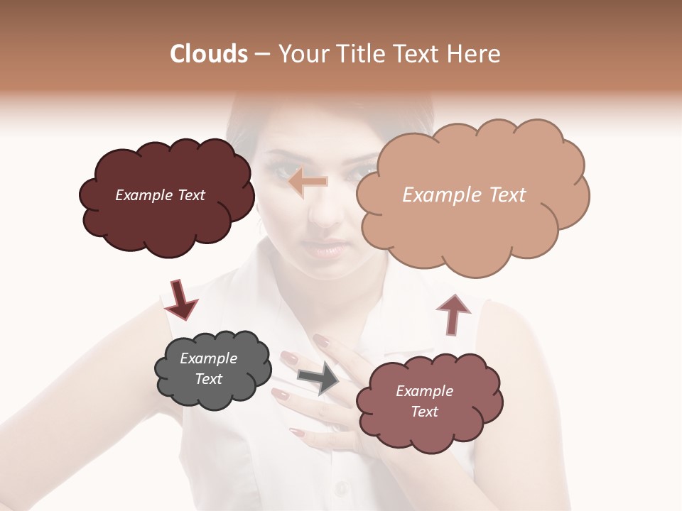 A Woman In A White Shirt Holding Her Hand To Her Chest PowerPoint Template