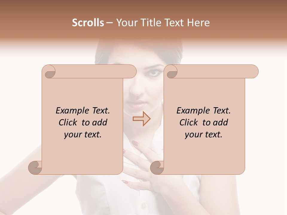 A Woman In A White Shirt Holding Her Hand To Her Chest PowerPoint Template