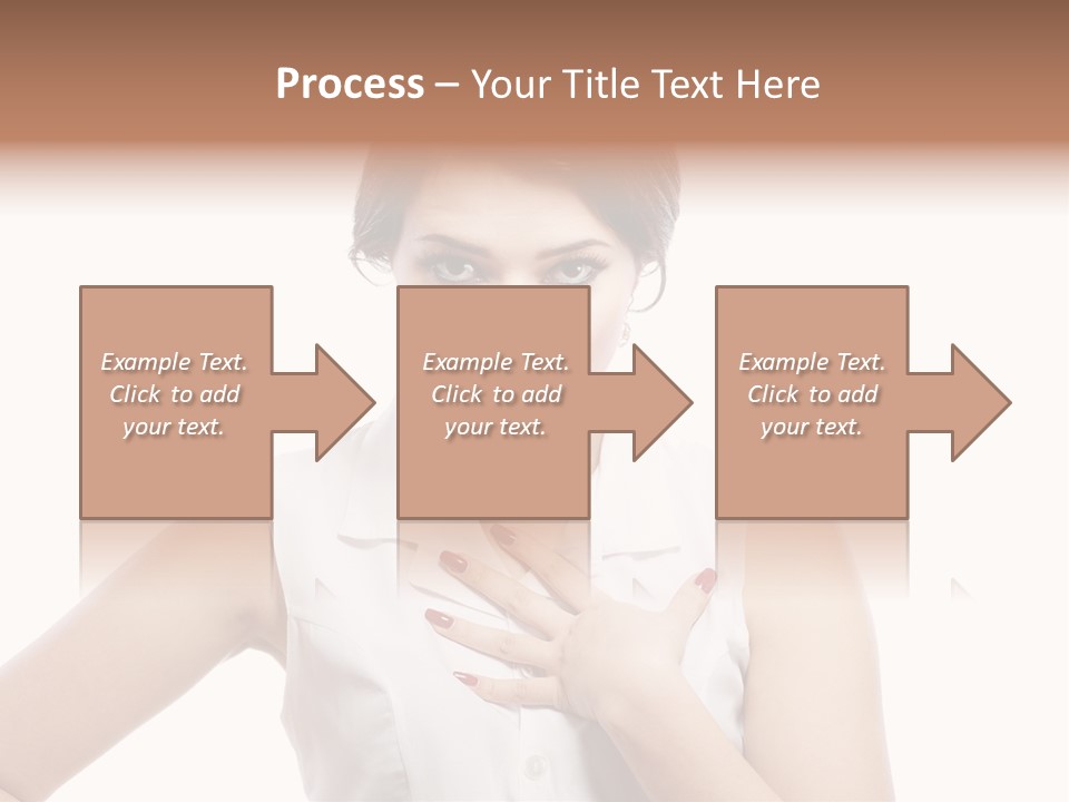 A Woman In A White Shirt Holding Her Hand To Her Chest PowerPoint Template