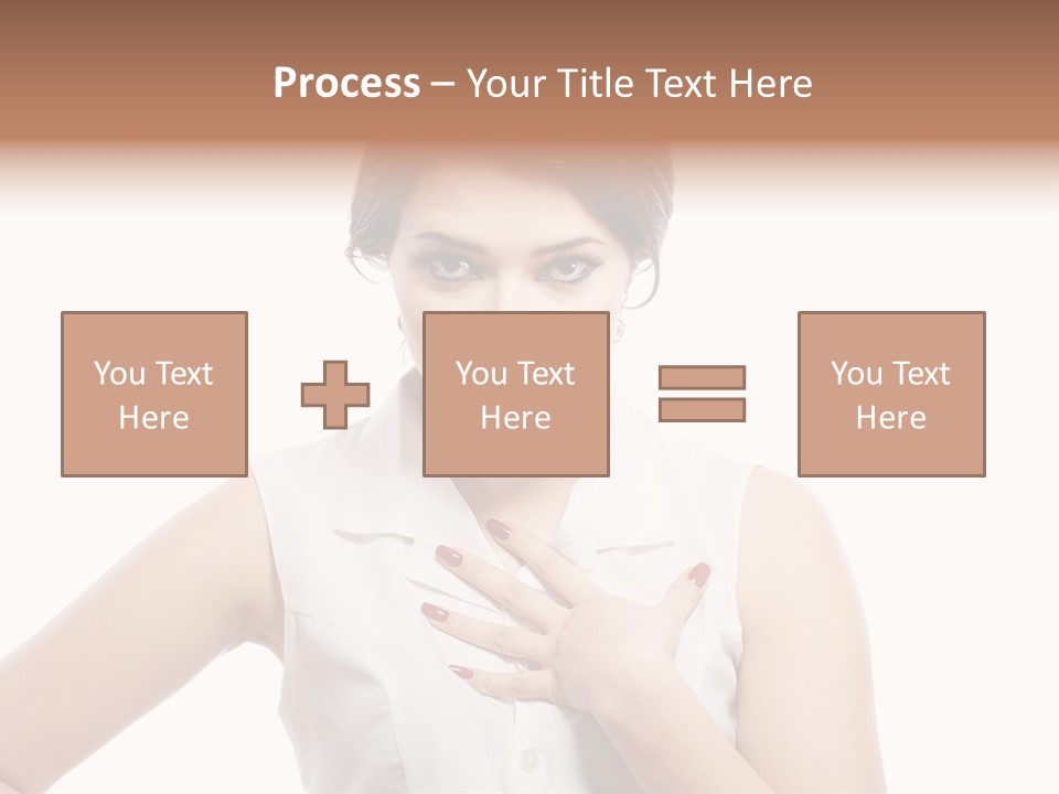 A Woman In A White Shirt Holding Her Hand To Her Chest PowerPoint Template