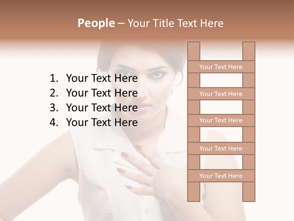 A Woman In A White Shirt Holding Her Hand To Her Chest PowerPoint Template